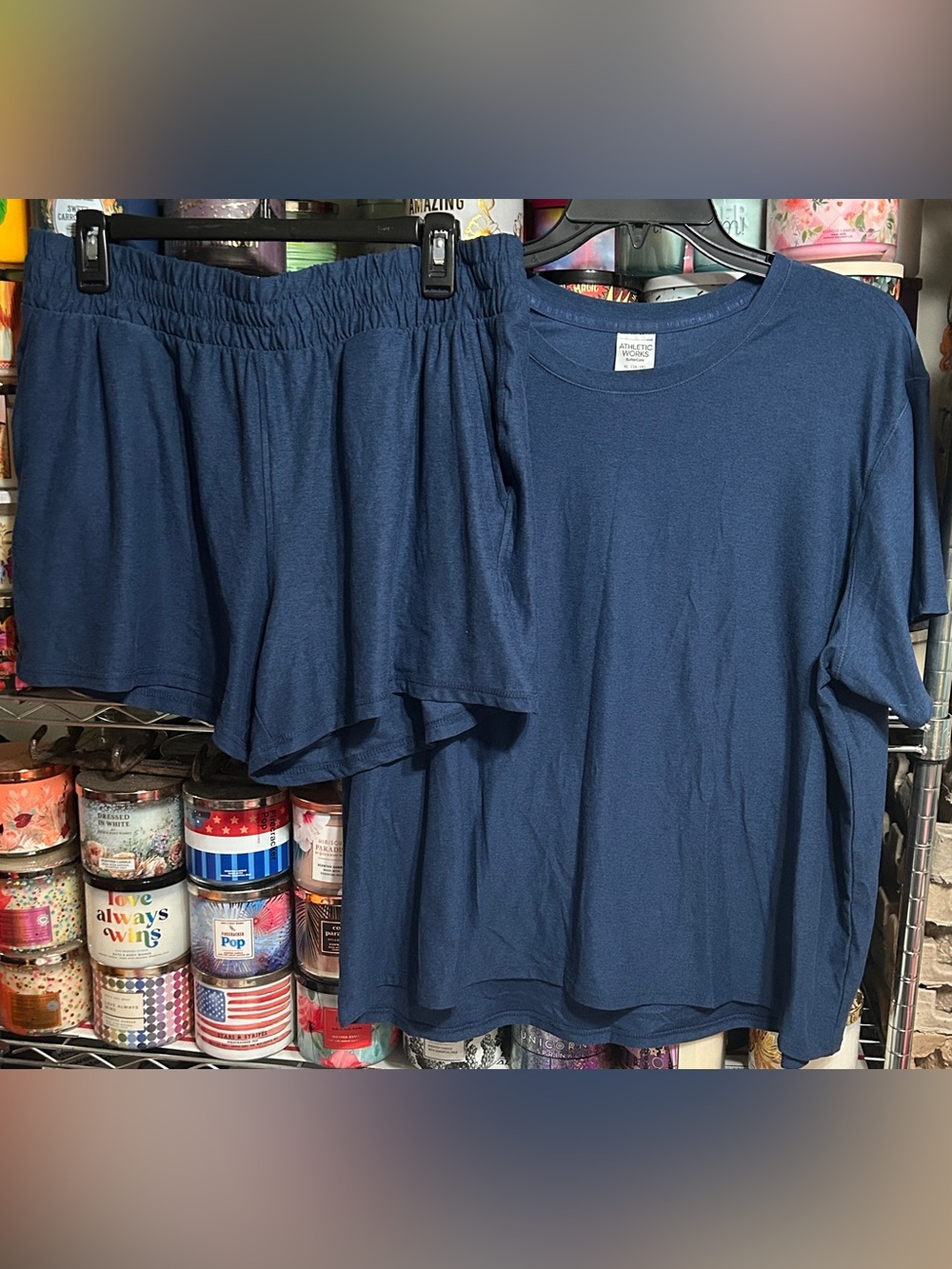 Athletic Works Navy Blue Short Sleeve Tee and Shorts -BUTTERCORE